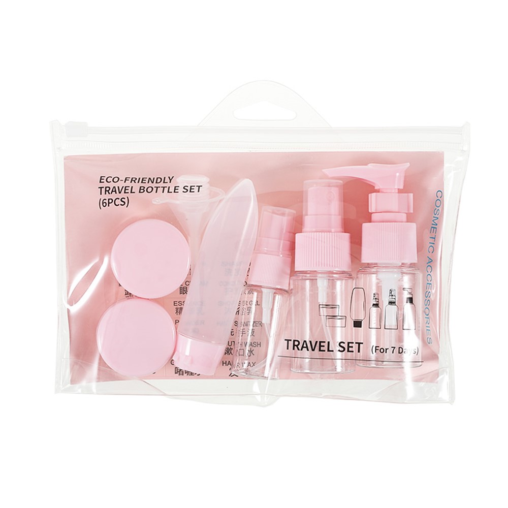 9Pcs/Set Portable PET Travel Bottles Containers Travel Bottle Set - Pink-1