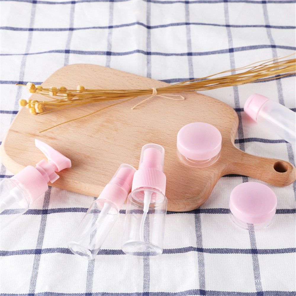 9Pcs/Set Portable PET Travel Bottles Containers Travel Bottle Set - Pink-4
