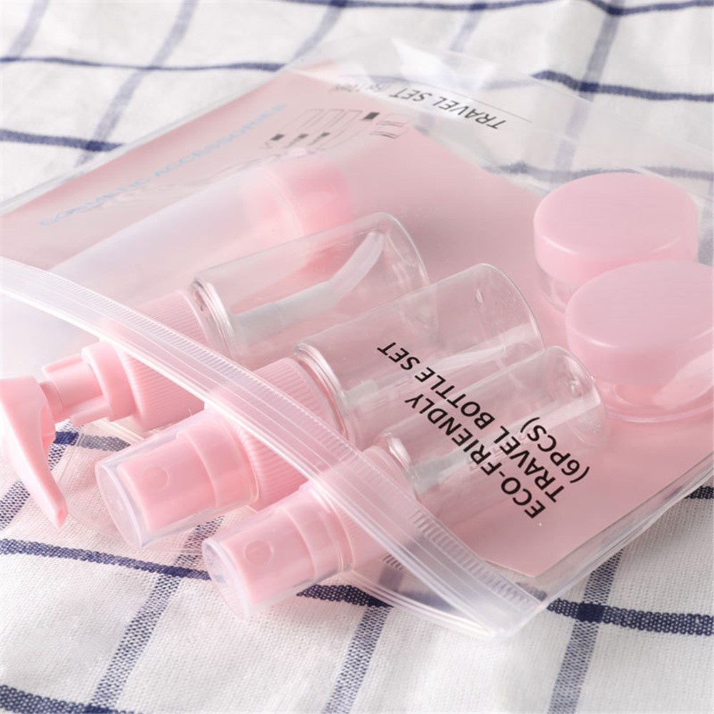 9Pcs/Set Portable PET Travel Bottles Containers Travel Bottle Set - Pink-5