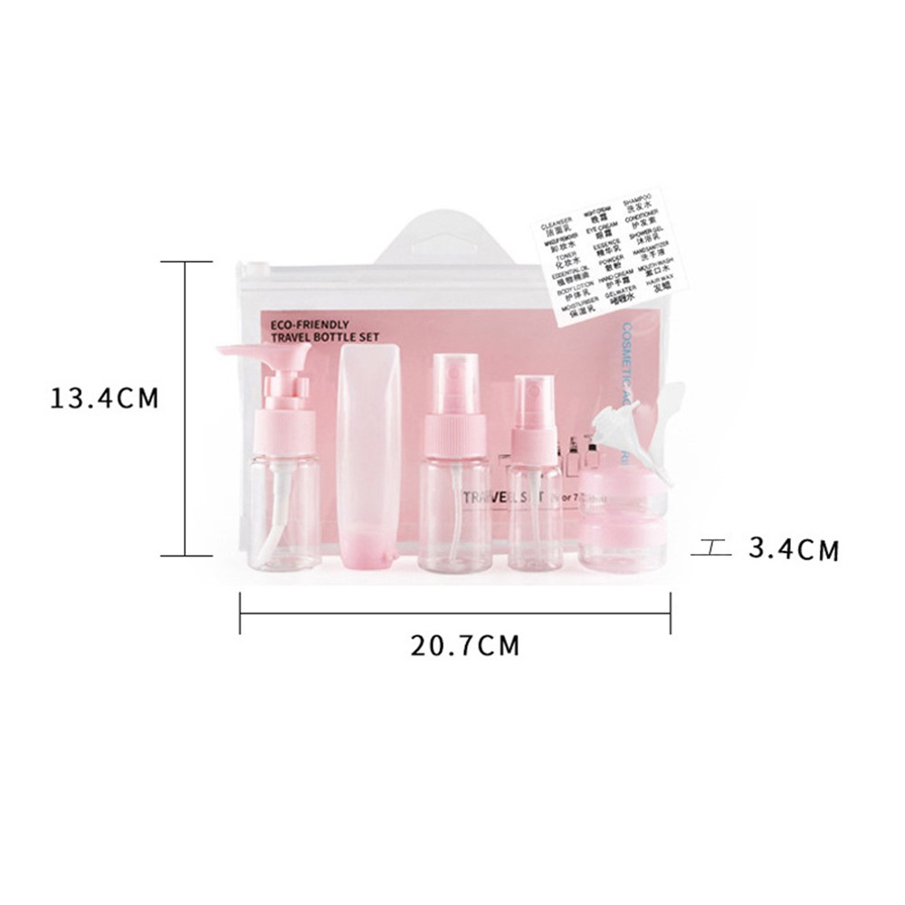 9Pcs/Set Portable PET Travel Bottles Containers Travel Bottle Set - Pink-7
