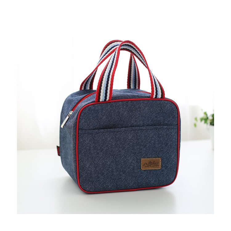 Portable Oxford Cloth Aluminum Film Insulation Bag Zipper Lunch Bag - Blue-1