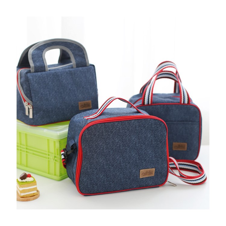 Portable Oxford Cloth Aluminum Film Insulation Bag Zipper Lunch Bag - Blue-2
