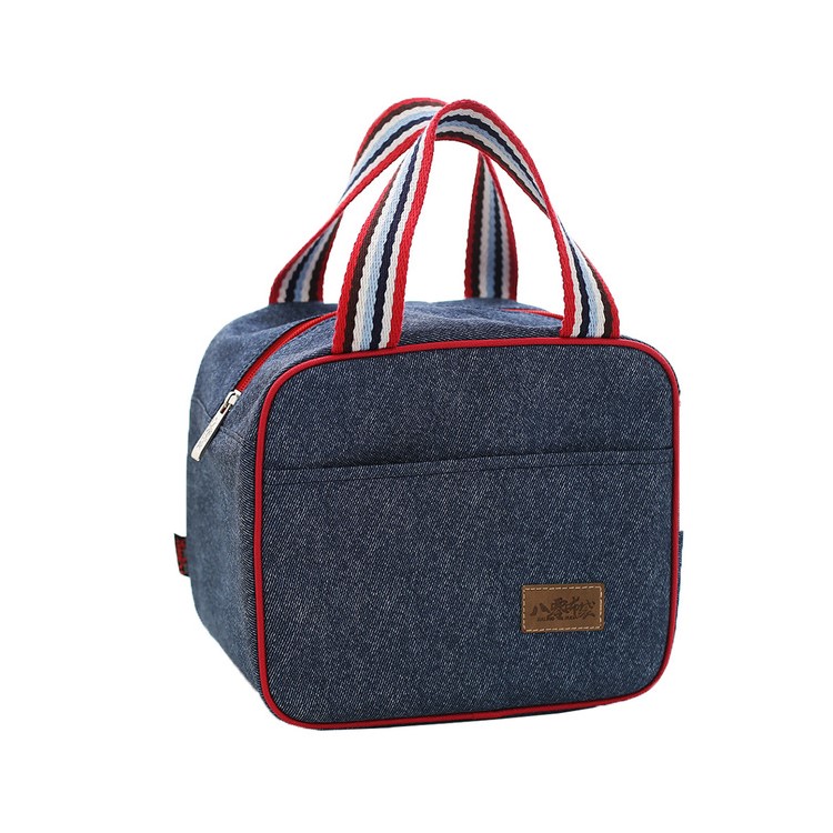 Portable Oxford Cloth Aluminum Film Insulation Bag Zipper Lunch Bag - Blue-3