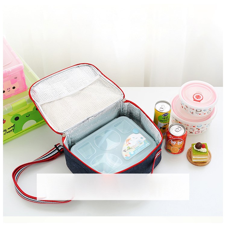 Portable Oxford Cloth Aluminum Film Insulation Bag Zipper Lunch Bag - Blue-5