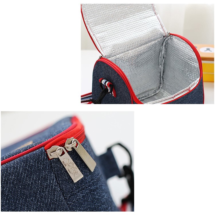Portable Oxford Cloth Aluminum Film Insulation Bag Zipper Lunch Bag - Blue-7