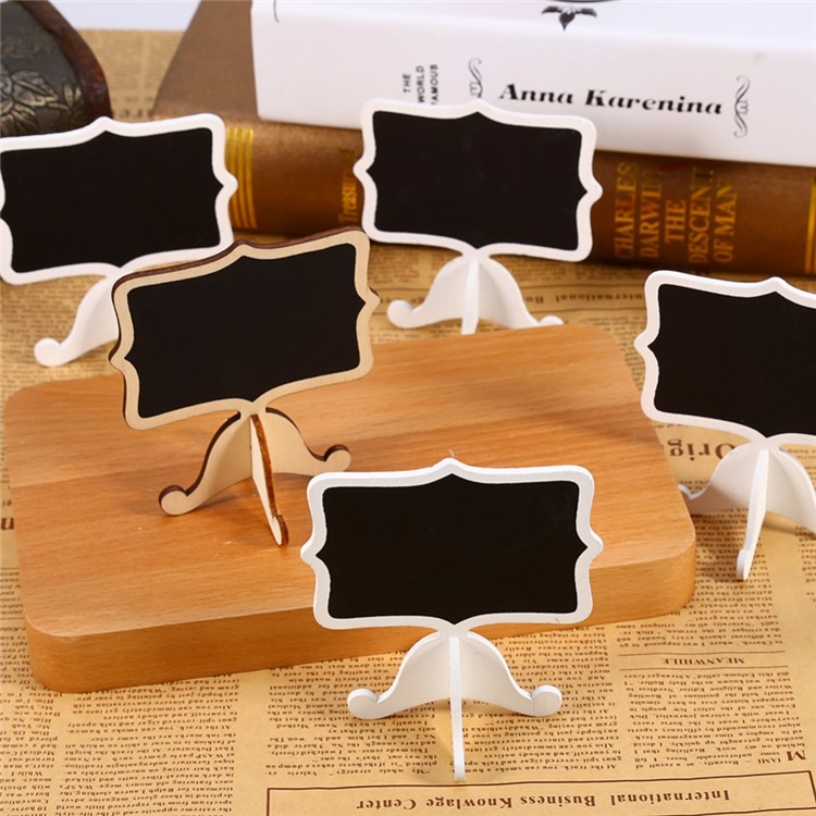 12PCS Wood Message Writing Board Chalkboards with Easel Stand - White-1
