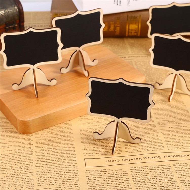 12PCS Signs Memo Message Blackboard Writing Chalkboards with Support Easel - Brown-1
