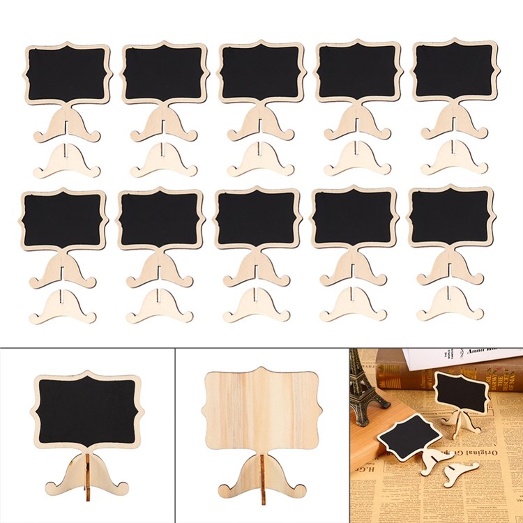 12PCS Signs Memo Message Blackboard Writing Chalkboards with Support Easel - Brown-6