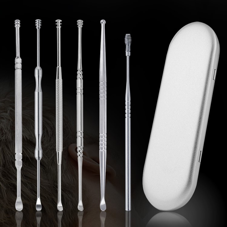 6PCS Stainless Steel Ear Pick Wax Cleaner Curette Remover Earwax Removal-1