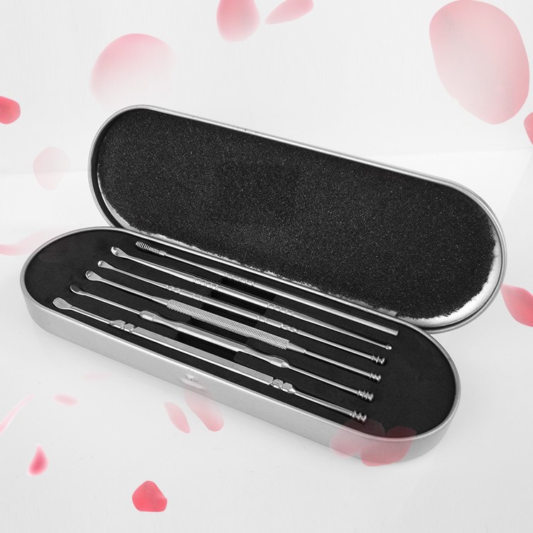 6PCS Stainless Steel Ear Pick Wax Cleaner Curette Remover Earwax Removal-3