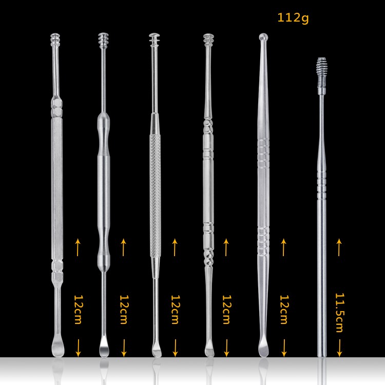 6PCS Stainless Steel Ear Pick Wax Cleaner Curette Remover Earwax Removal-4