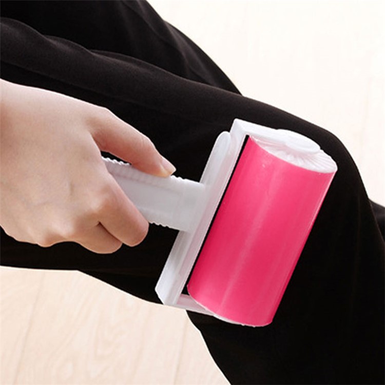 2Pcs/Set Sticky Roller Travel Lint Roller Reusable Sticky Picker Cleaner Pet Hair Remover - Pink-11