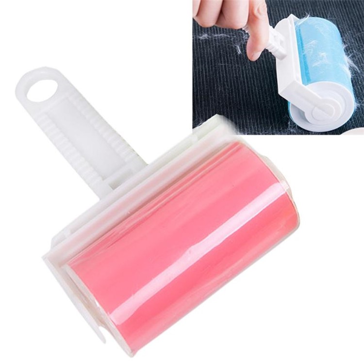 2Pcs/Set Sticky Roller Travel Lint Roller Reusable Sticky Picker Cleaner Pet Hair Remover - Pink-12