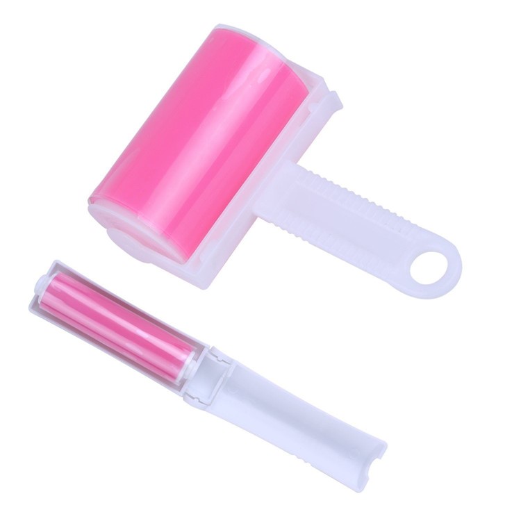 2Pcs/Set Sticky Roller Travel Lint Roller Reusable Sticky Picker Cleaner Pet Hair Remover - Pink-13