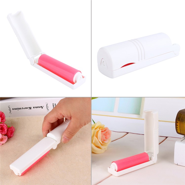 2Pcs/Set Sticky Roller Travel Lint Roller Reusable Sticky Picker Cleaner Pet Hair Remover - Pink-2