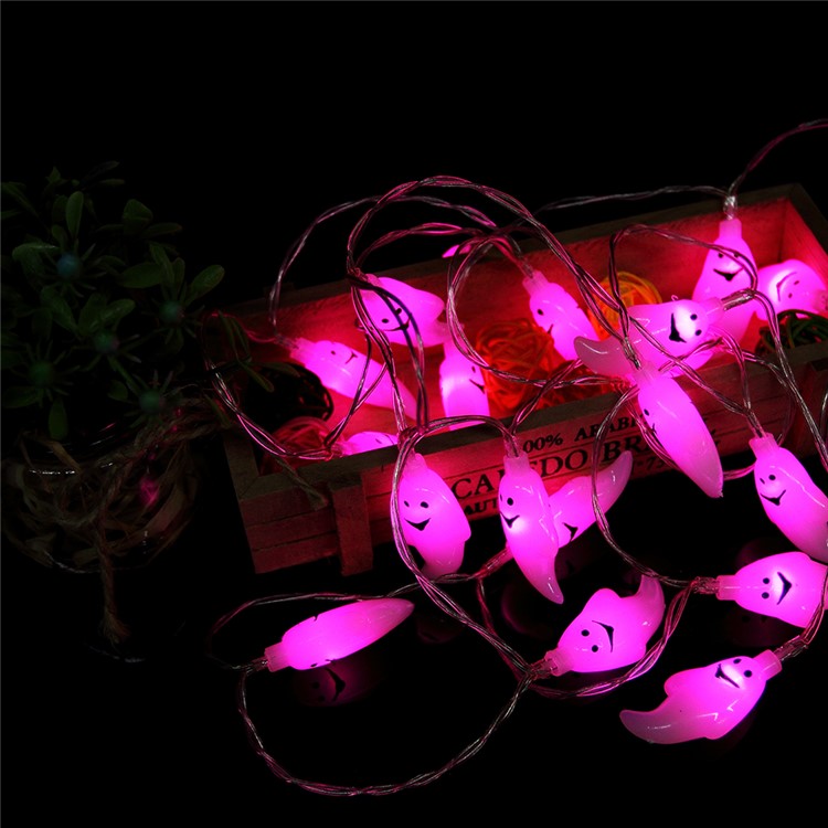 Battery Operated 2.5m 20-LED 3D Ghost LED String Lamp for Halloween Decoration - Pink-10