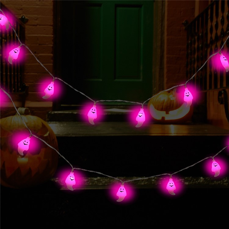 Battery Operated 2.5m 20-LED 3D Ghost LED String Lamp for Halloween Decoration - Pink-3