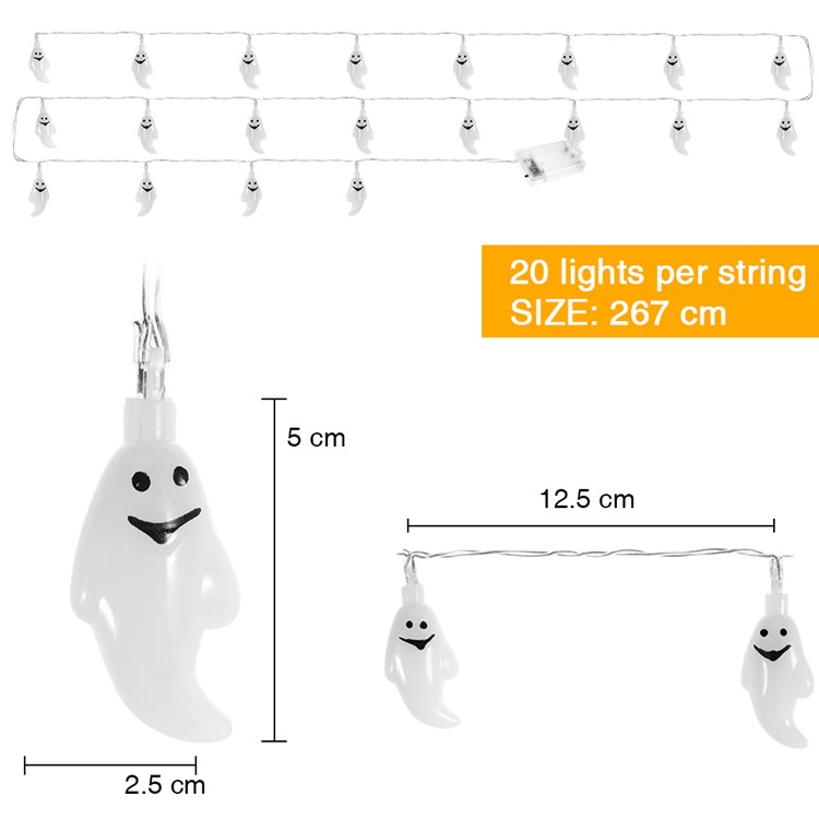 Battery Operated 2.5m 20-LED 3D Ghost LED String Lamp for Halloween Decoration - Pink-5