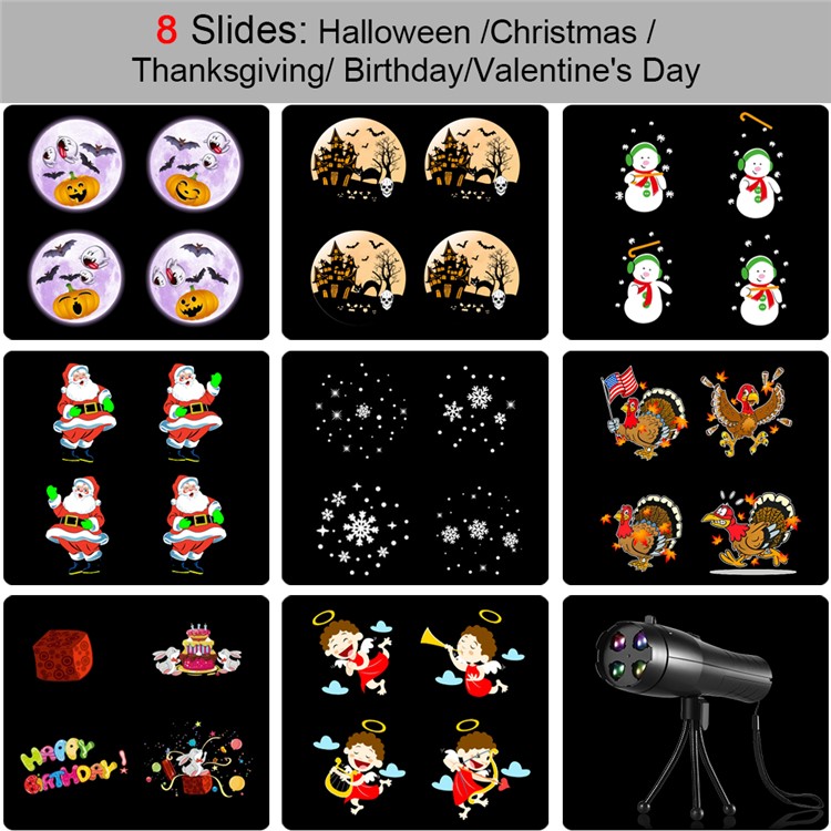 8 Pattern Cards LED Projector Flashlight Landscape Lamp for Xmas, Thanksgiving etc-4