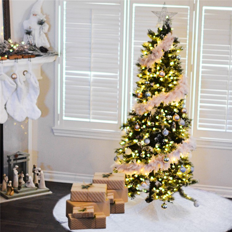 Christmas White Plush Long Haired Tree Skirts Xmas Party Decor, Diameter: 120cm-9