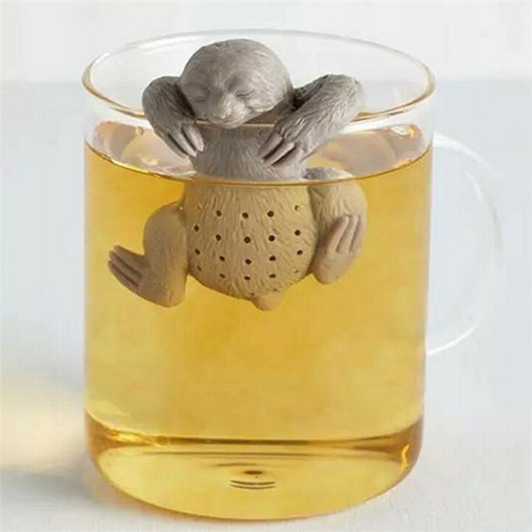 7 Pcs Cute Food-grade Silicone Tea Strainer Tea Infuser (Man, Monkey, Sea Lions, Elephant, Shark, Dog, Sloth)-17