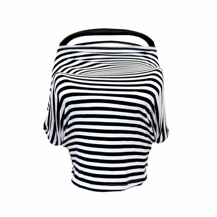 Multi-funtion Nursing Cover Scarf Baby Car Seat Canopy Shopping Cart Cover for Breastfeeding Moms - Bold Stripes-1