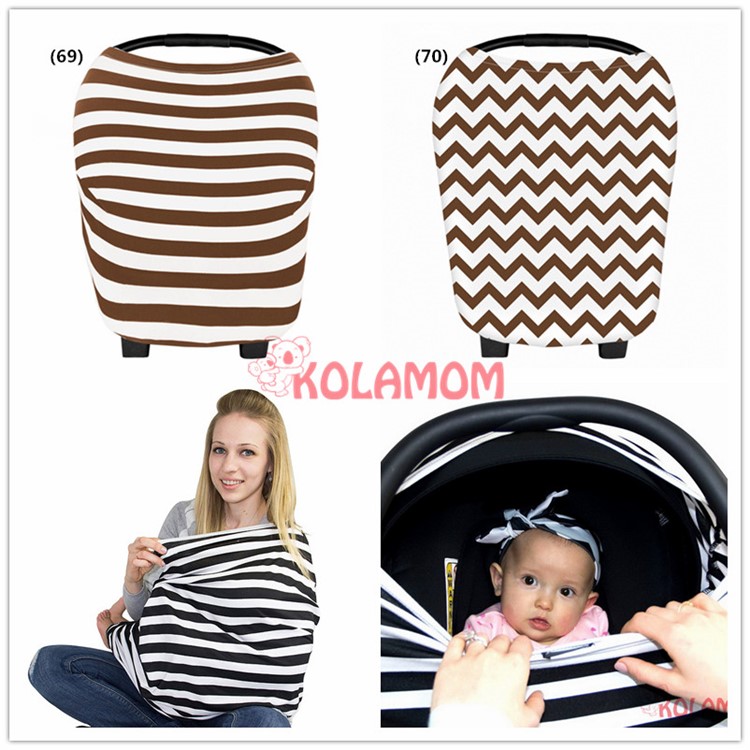 Multi-funtion Nursing Cover Scarf Baby Car Seat Canopy Shopping Cart Cover for Breastfeeding Moms - Bold Stripes-11