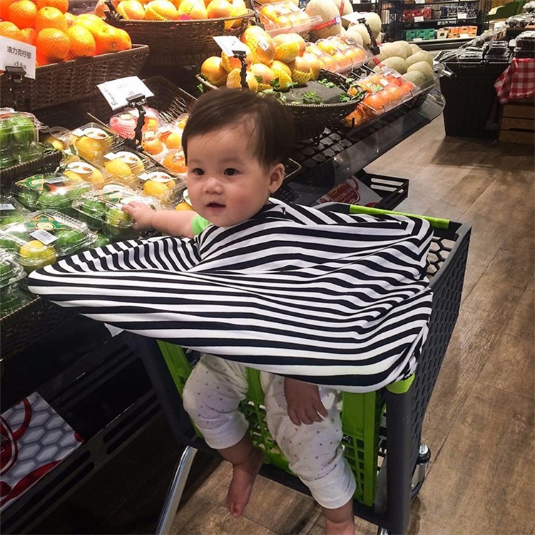 Multi-funtion Nursing Cover Scarf Baby Car Seat Canopy Shopping Cart Cover for Breastfeeding Moms - Bold Stripes-7