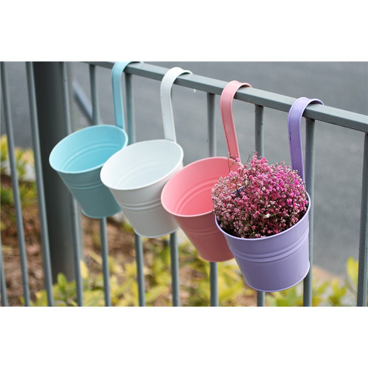 8 Pz / Set Appeso Vasi Da Fiori In Metallo Ferro Appeso A Parete Fioriera Casa Decorazione Del Giardino-9