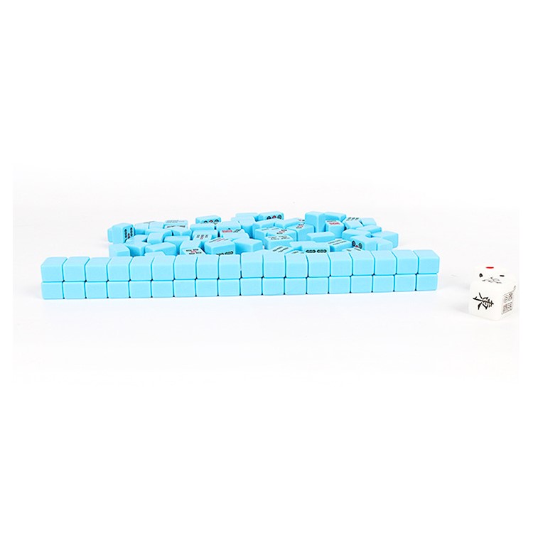 20x14mm Travel Portable Mini Mah Jong Tile Mini Travel Set 144PCS with Tin Box Packaging - Blue-1