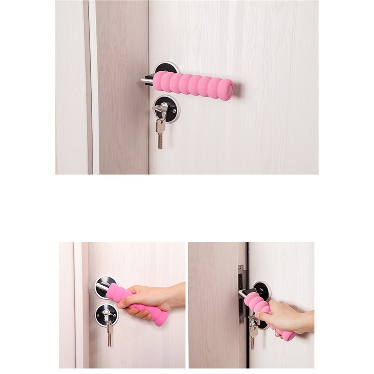Anti-Collision Soft Door Handle Spiral Cover Baby Safety Protector - Pink-3