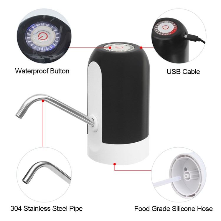 USB Charging Automatic Drinking Water Pump Electric Water Dispenser - Black-4