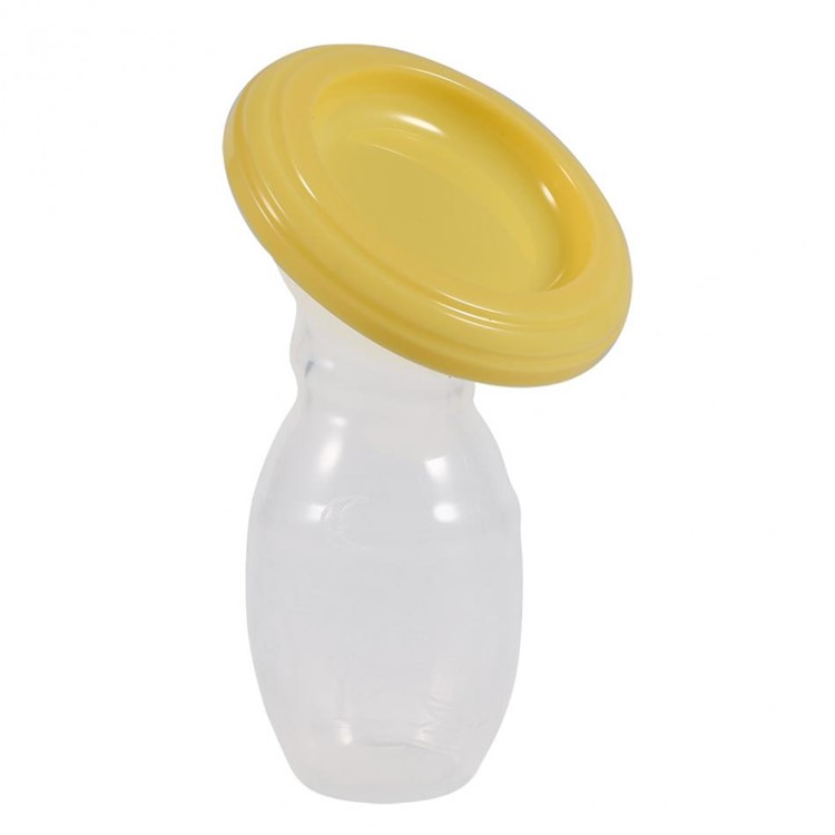 2PCS/Set Food Grade Silicone Manual Breast Pumps Milk Pump Suction with Protective Lid - Yellow-5