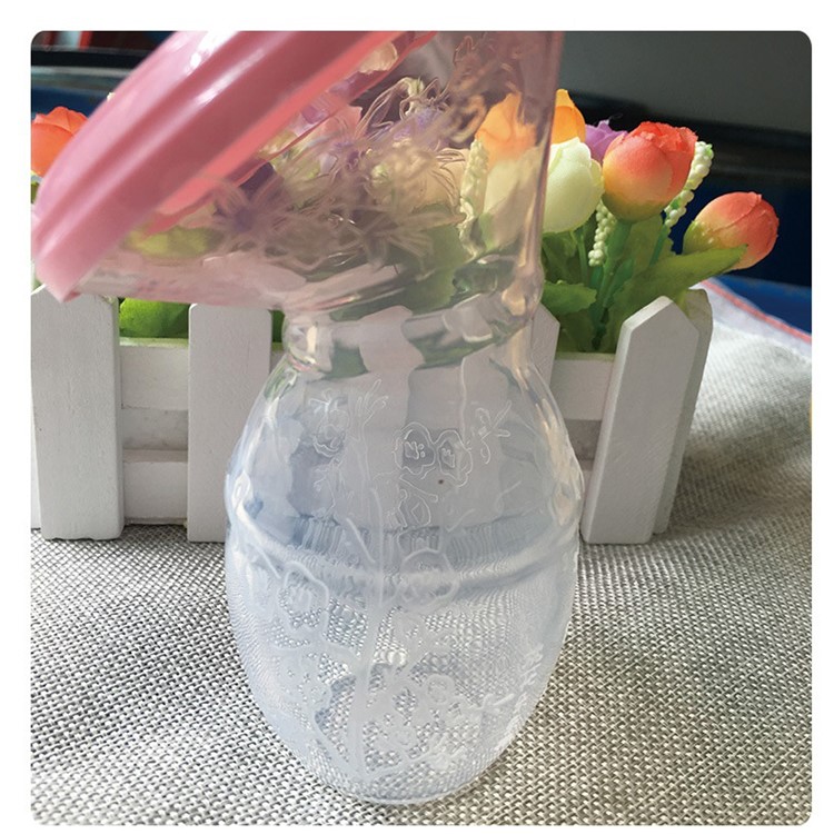 2PCS/Set Silicone Breastfeeding Pump with Lid Manual Breast Pump Hands Free Milk Collector - Pink-1