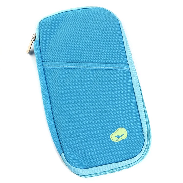 Multi-function Travel Passport Documents Card Cash Wallet Handy Bag - Baby Blue-1