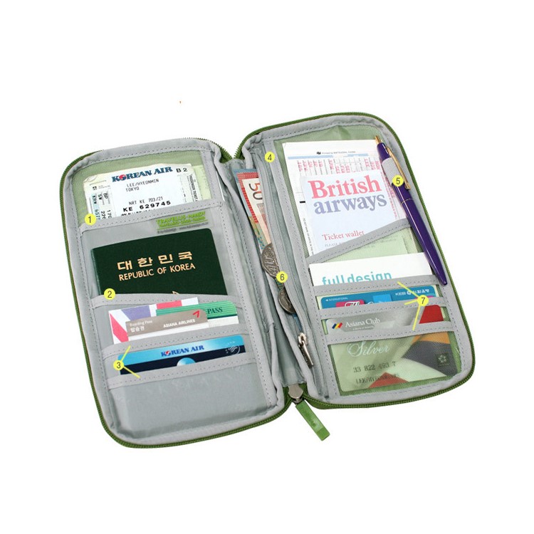 Multi-function Travel Passport Documents Card Cash Wallet Handy Bag - Green-4