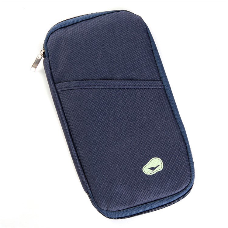 Multi-function Travel Passport Documents Card Cash Wallet Handy Bag - Dark Blue-1