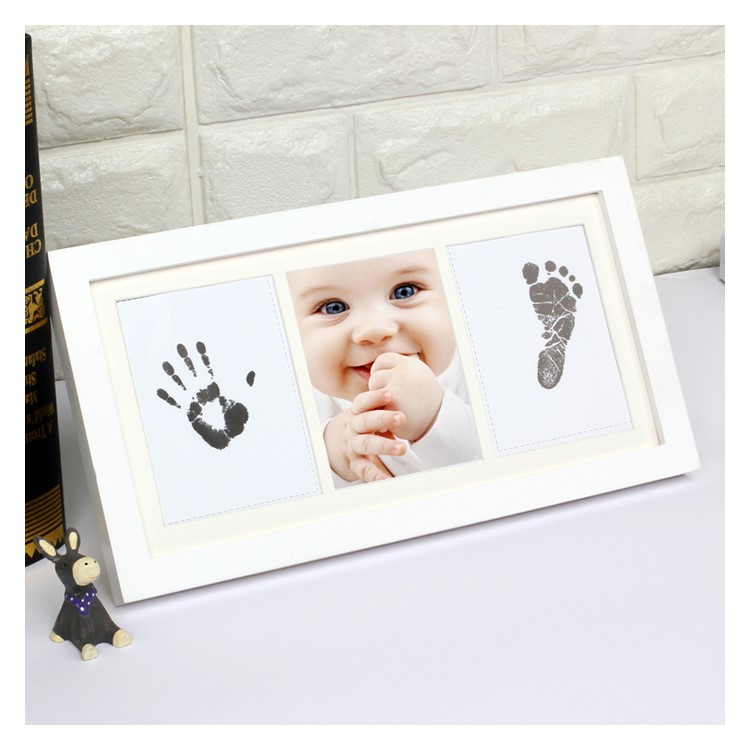 Pearhead Babyprints Newborn Baby Handprint and Footprint Photo Frame White