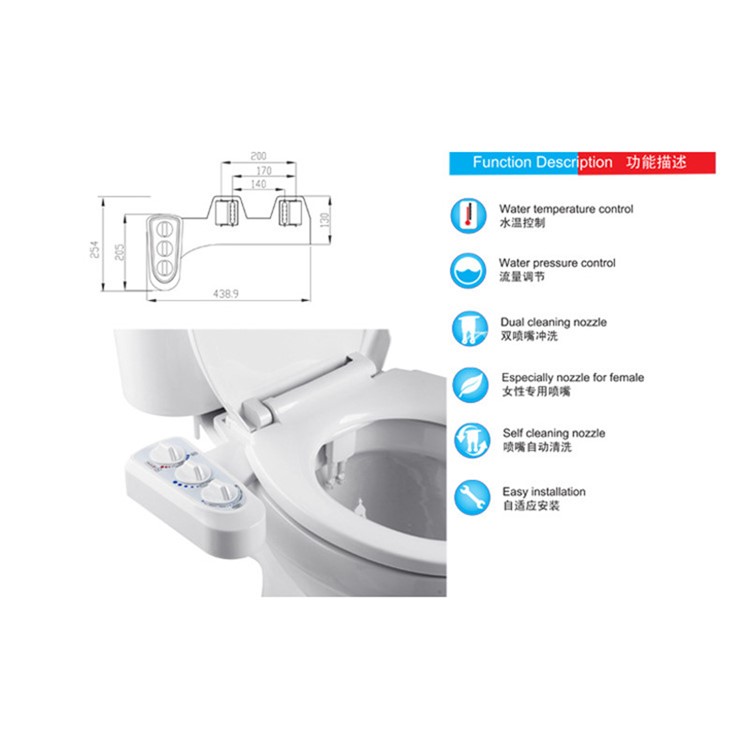 Dual Nozzle Cold/Hot Water Self Cleaning Bidet Toilet Women Washer Sprayer - Asia/Australia G1/2 Standard Connector-13