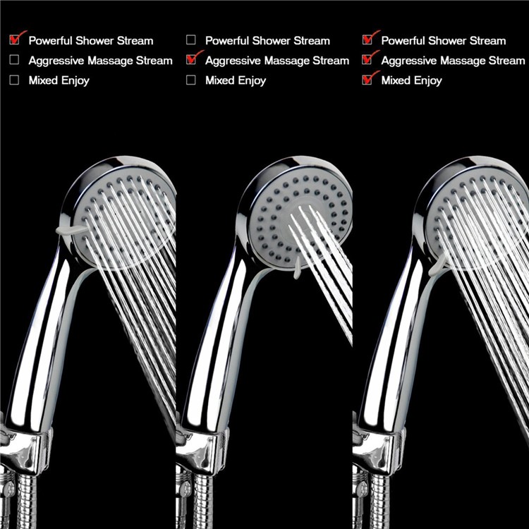 3 Way Water Saving Multi-Function Bathroom Hand Held Shower Hose Shower Arm Set-2
