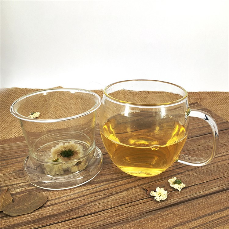 Tasse À Thé En Verre À Mur Simple De 450ML Avec Couvercle Et Panier À Infusion-3