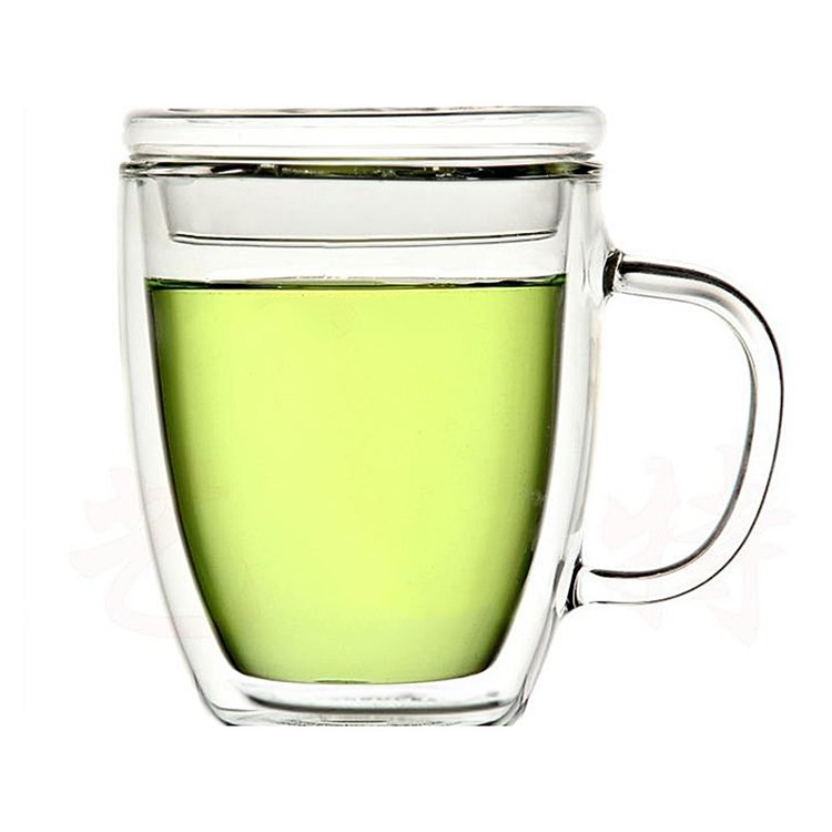 475ML Double Wall Tea Glass Mug with Glass Lid-1