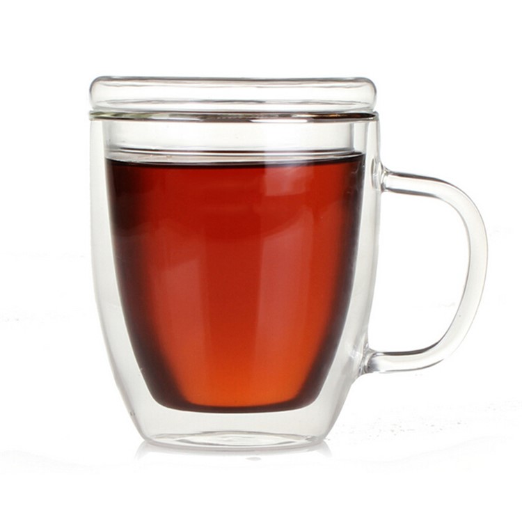 475ML Double Wall Tea Glass Mug with Glass Lid-4