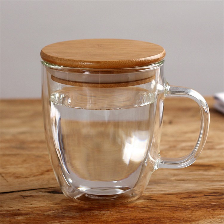 475ML Double Wall Tea Glass Mug with Bamboo Lid-7