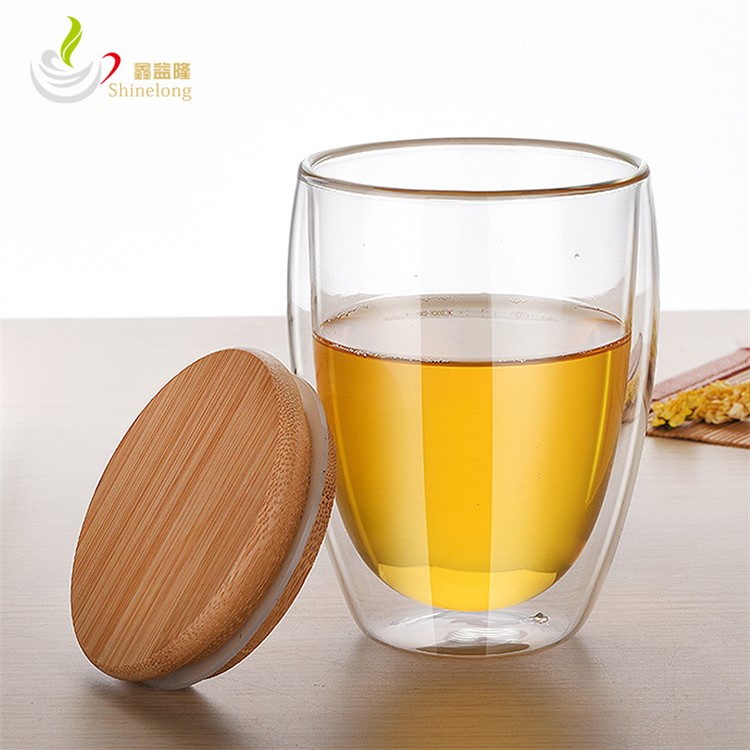 350ML Double Wall Coffee Tea Cup with Bamboo Lid-3