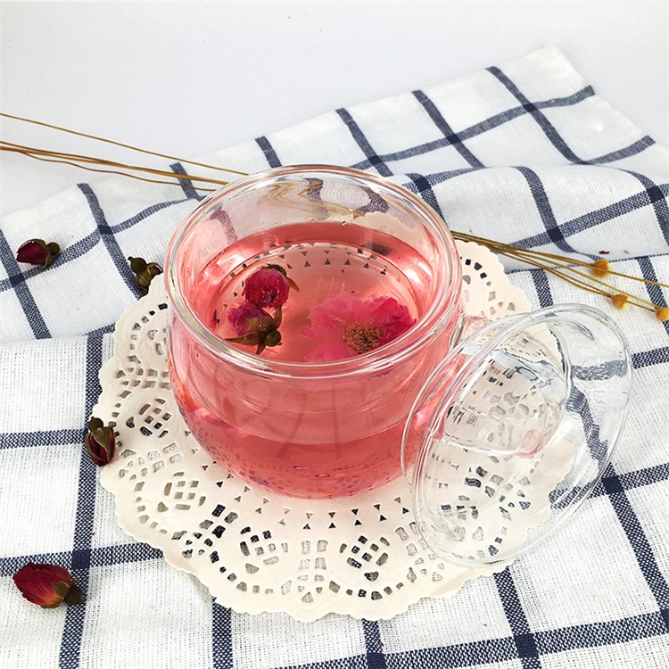 300ML Tea Glass Mug with Lid and Infuser Basket-2