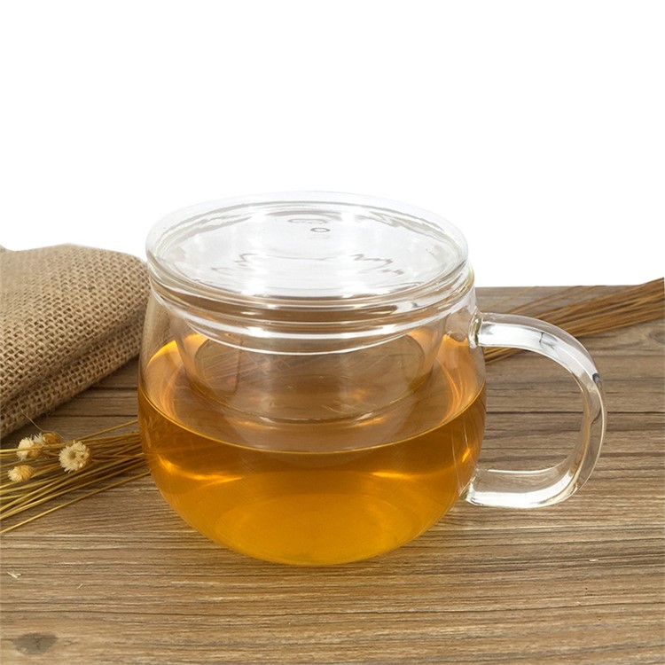 300ML Tea Glass Mug with Lid and Infuser Basket-3