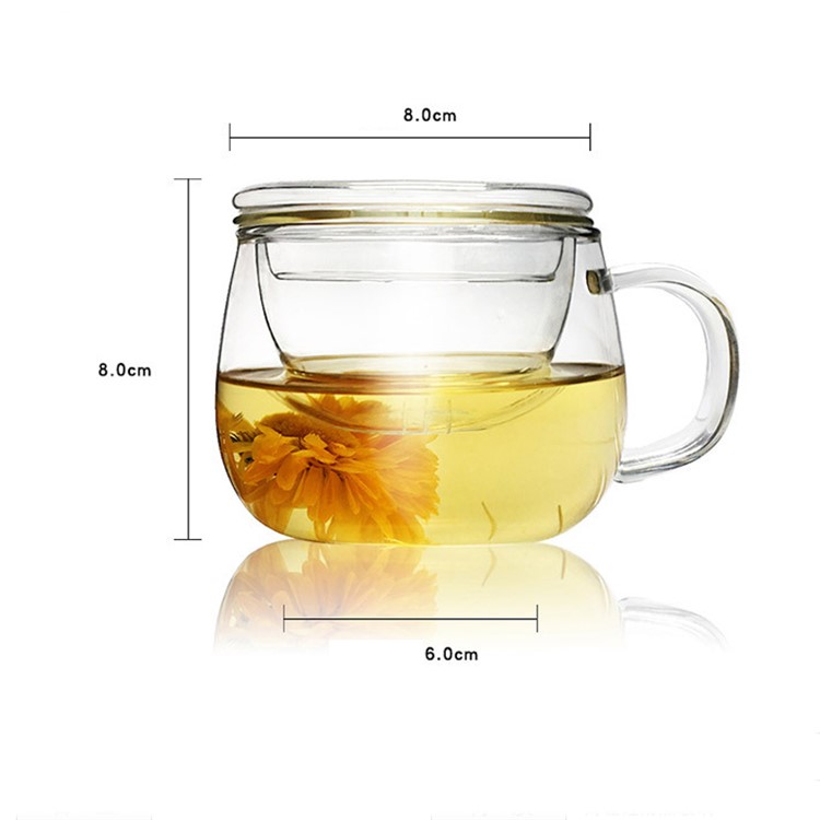 300ML Tea Glass Mug with Lid and Infuser Basket-7