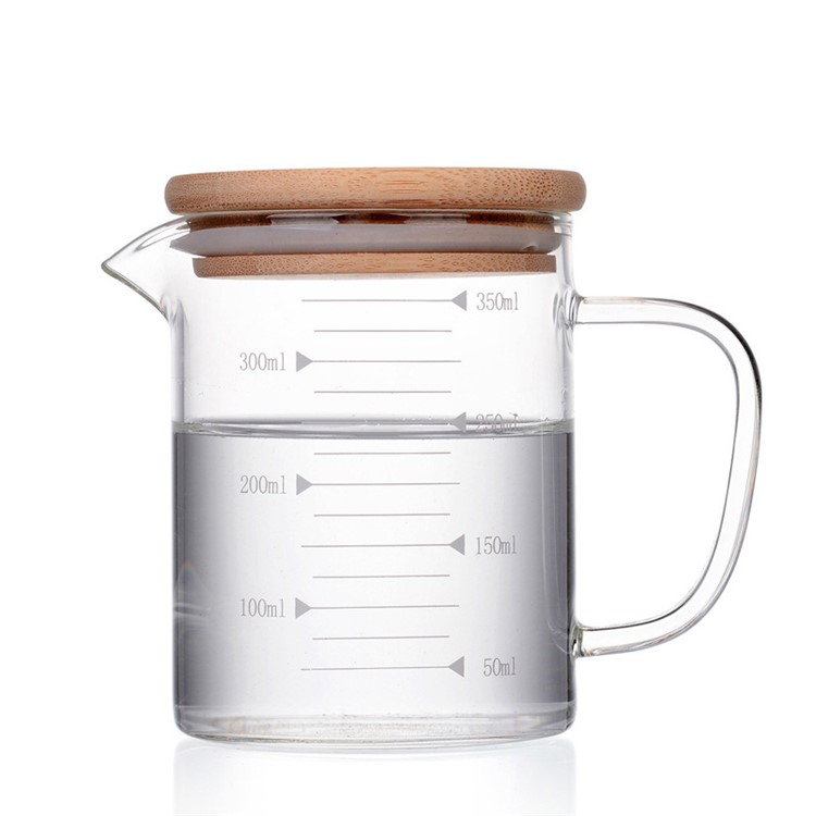 350ml High Borosilicate Glass Measuring Scale Liquid Powder Milk Cup with Lid-1