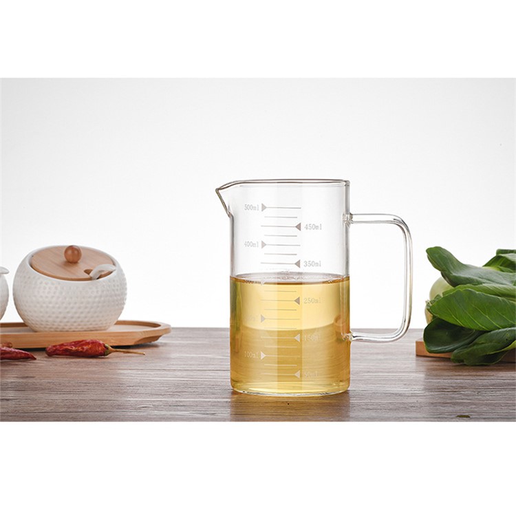 500ml High Borosilicate Glass Measuring Scale Liquid Powder Milk Cup with Lid-10